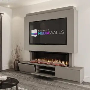 Solare Pre-Built Media Wall In Arctic Grey