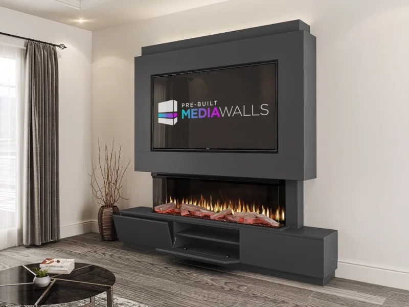 Solare Pre-Built Media Wall In Diamond Grey