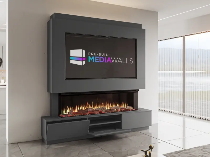 Solare Grande Pre-Built Media Wall In Diamond Grey