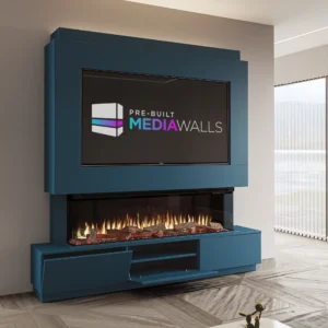 Solare Grande Pre-Built Media Wall In Ocean Blue