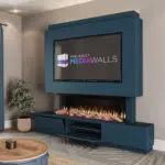 Solare Pre-Built Media Wall In Ocean Blue