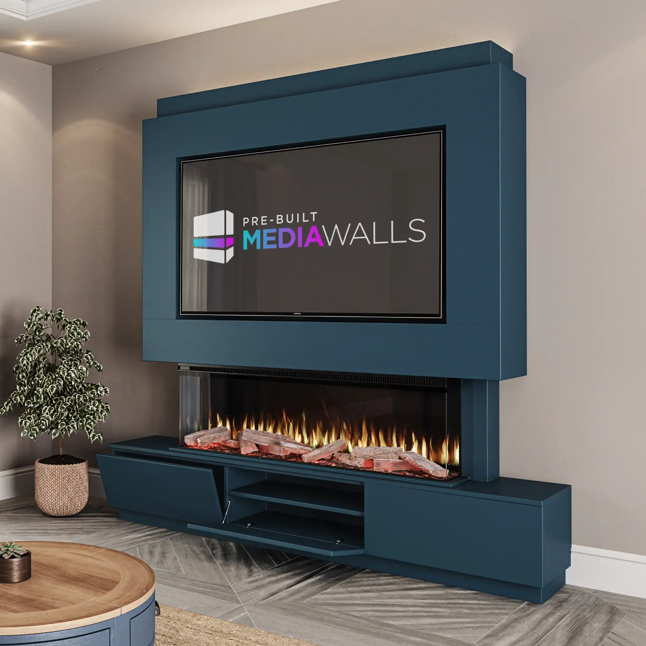 Solare Media Wall Ocean Blue