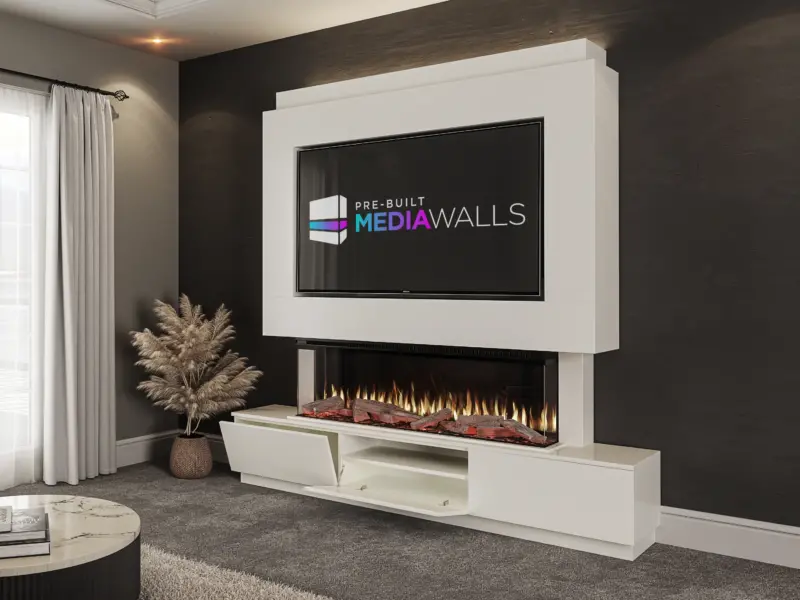 Solare Pre-Built Media Wall In Premium White