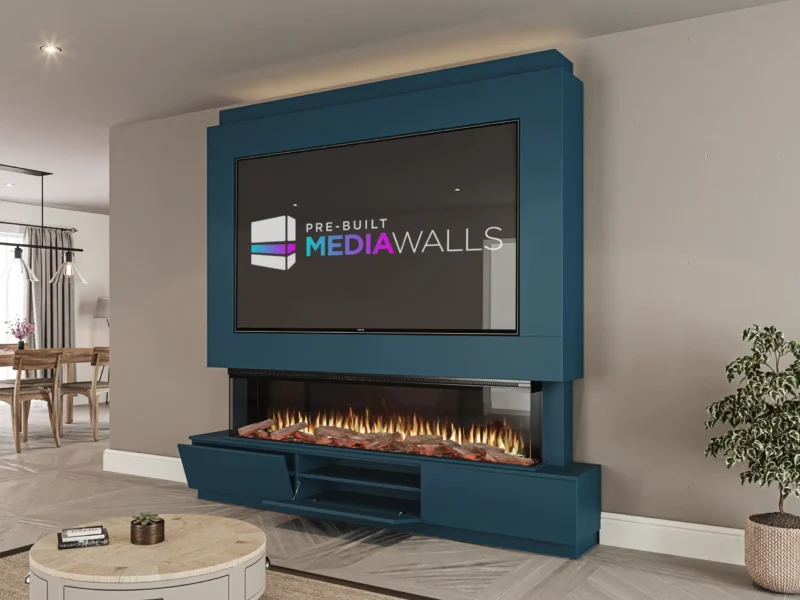Solare Ultima Pre-Built Media Wall In Ocean Blue