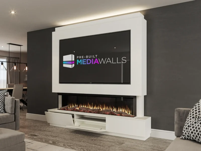 Solare Ultima Pre-Built Media Wall In Premium White